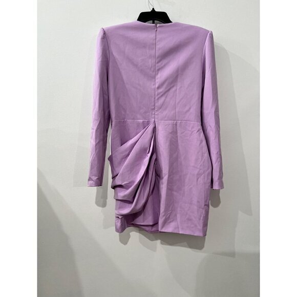 New MAC DUGGAL Size 10 Long Sleeve Mini Dress with Shoulder Pads Lilac *Defect* - Picture 9 of 13